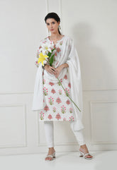 Women Self Design cotton Straight Kurta