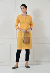 Women Self Design cotton Straight Kurta