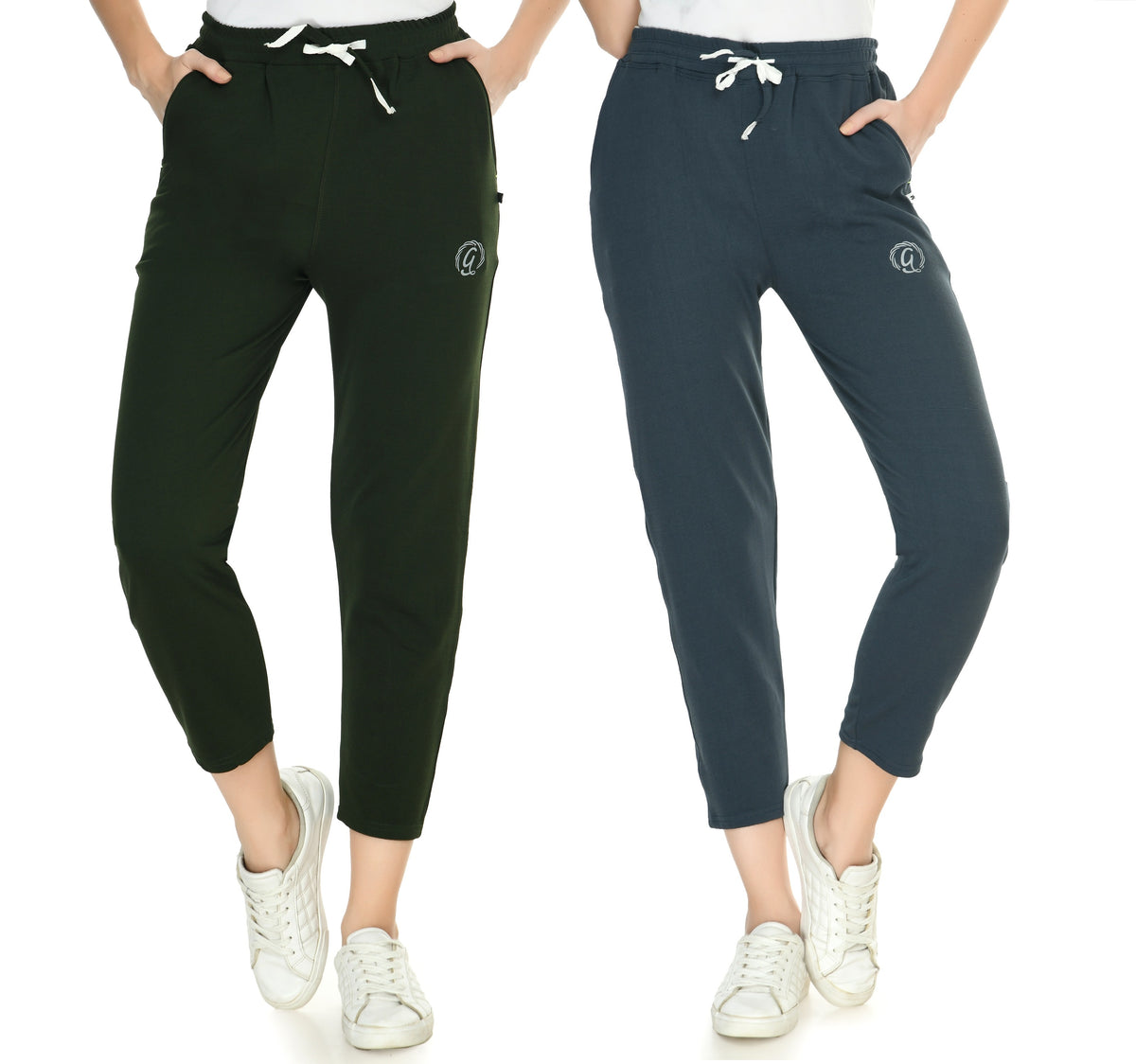 Women's Solid Beautiful Track Pants Pack of 2 for Women and Girls, Perfect for Workouts and Casual Wear