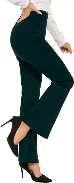 Women’s Flared Cotton Blend Trousers Pants for Casual and Semi-Formal Wear