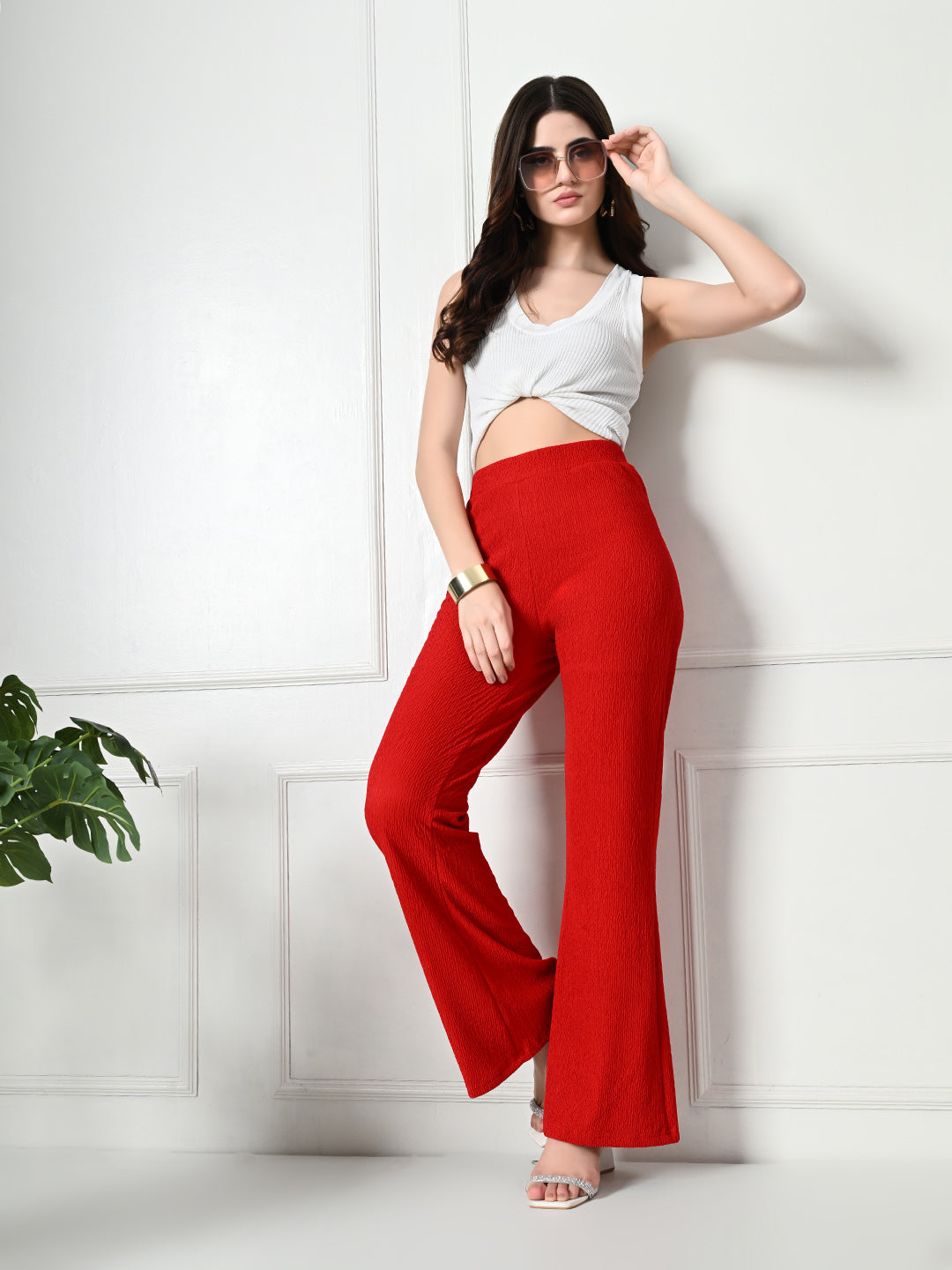 Trendy Glamorous Women  Red Trousers