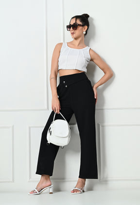 Comfy Elegant Women Black Trousers