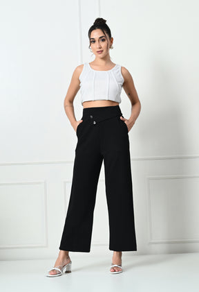 Comfy Elegant Women Black Trousers