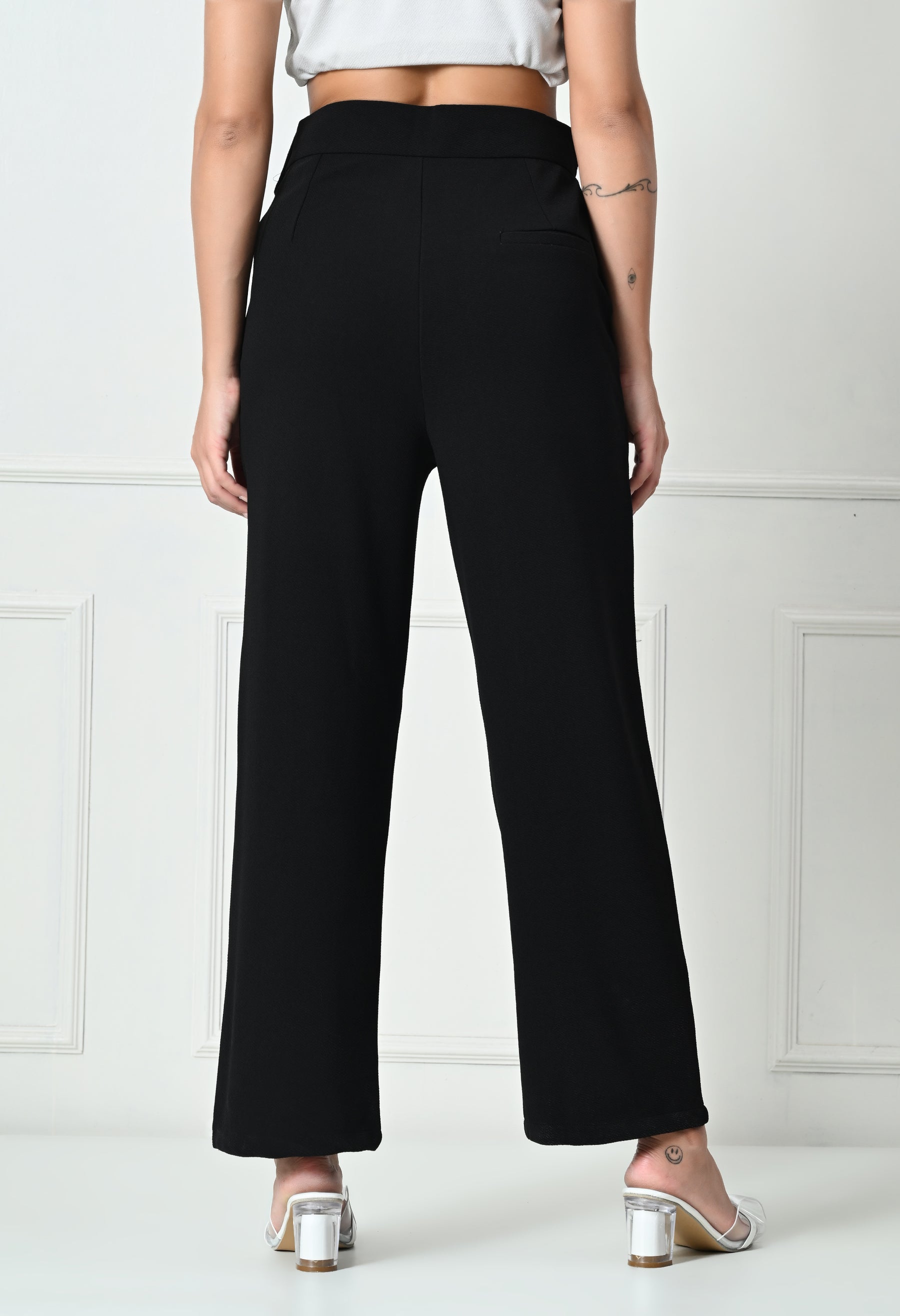 Comfy Elegant Women Black Trousers