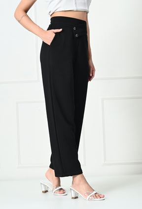 Comfy Elegant Women Black Trousers