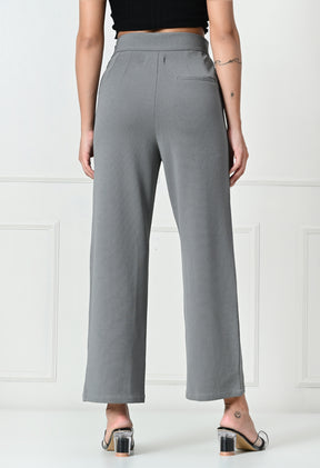 Comfy Elegant Women Grey Melange Trousers