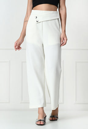 Comfy Elegant Women White Trousers