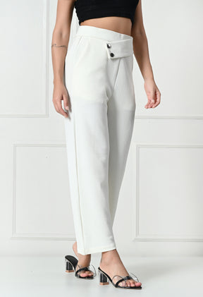 Comfy Elegant Women White Trousers