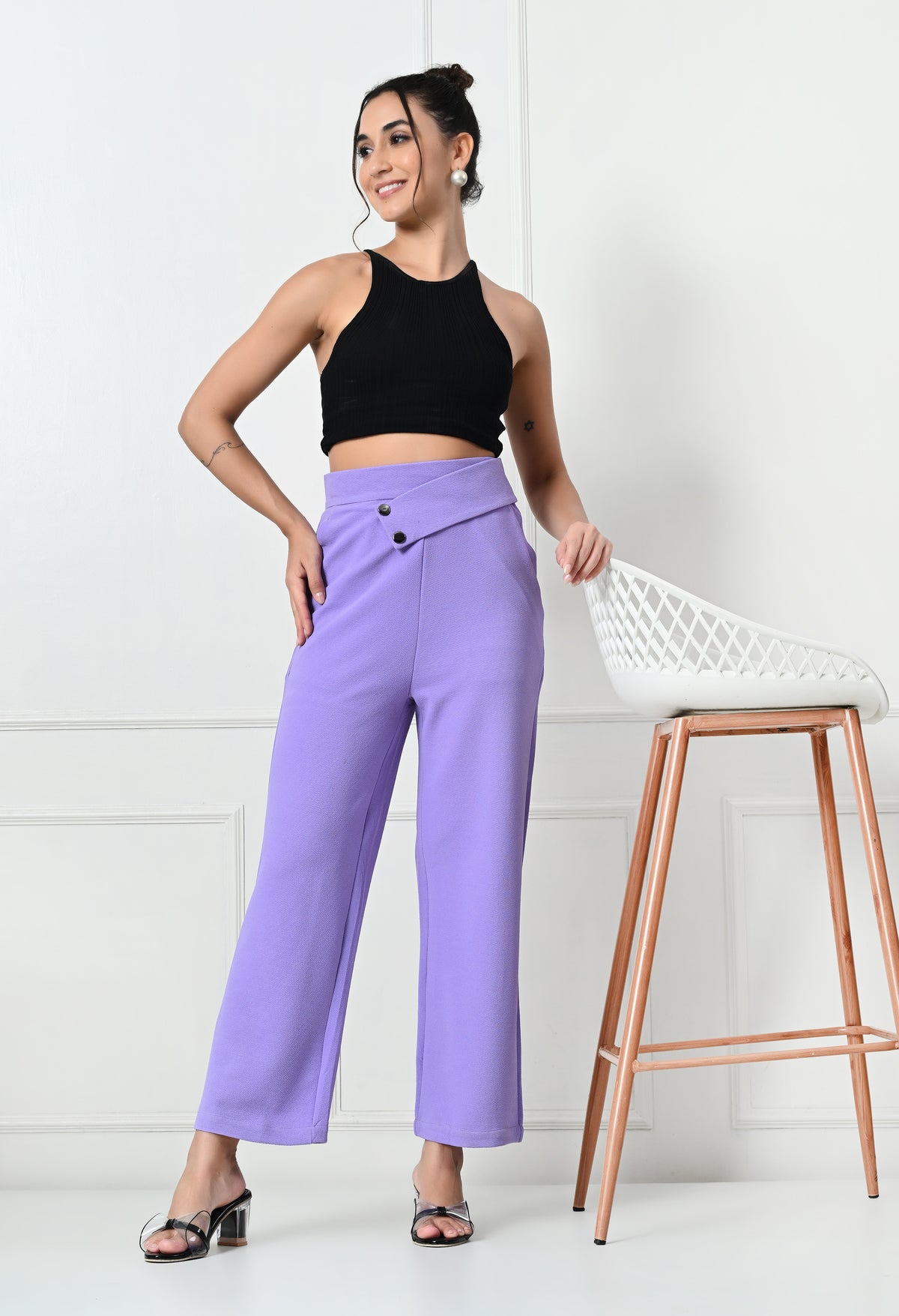 Comfy Elegant Women Lavender Trousers