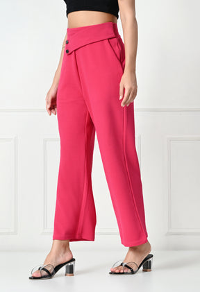 Comfy Elegant Women Pink Trousers