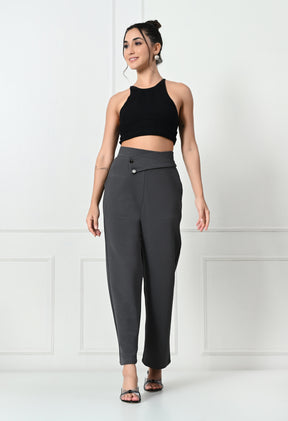 Comfy Elegant Women Grey Trousers