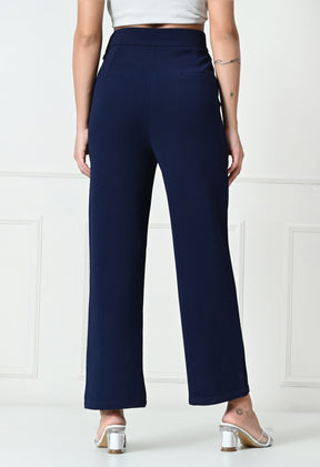 Comfy Elegant Women Navy Blue Trousers