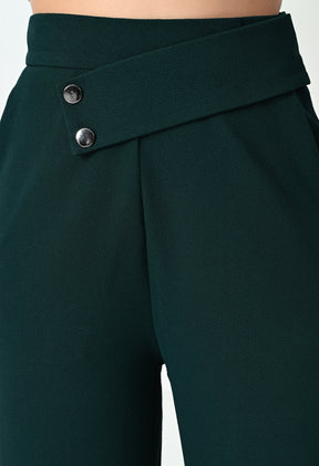 Comfy Elegant Women Green Trousers