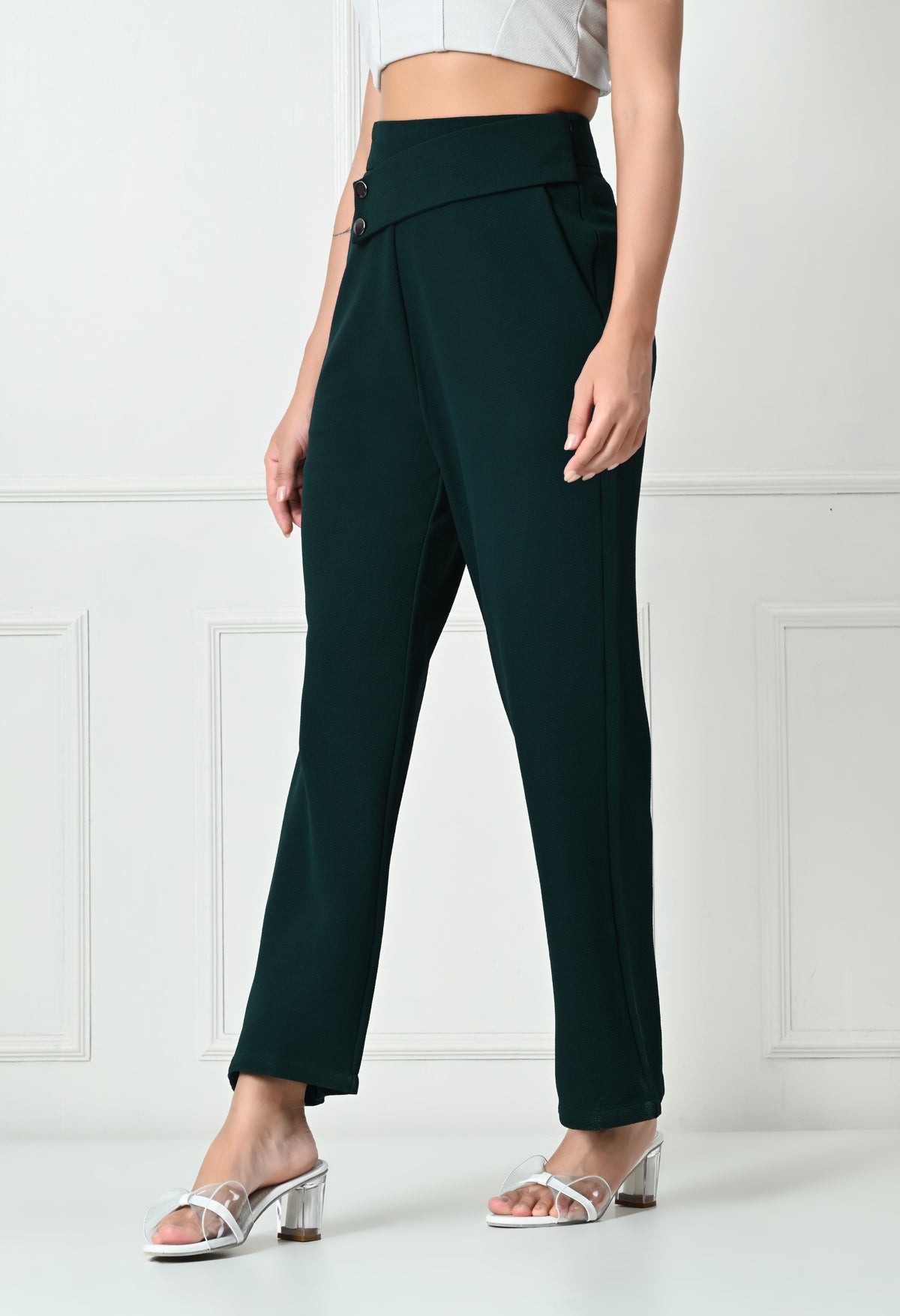 Comfy Elegant Women Green Trousers