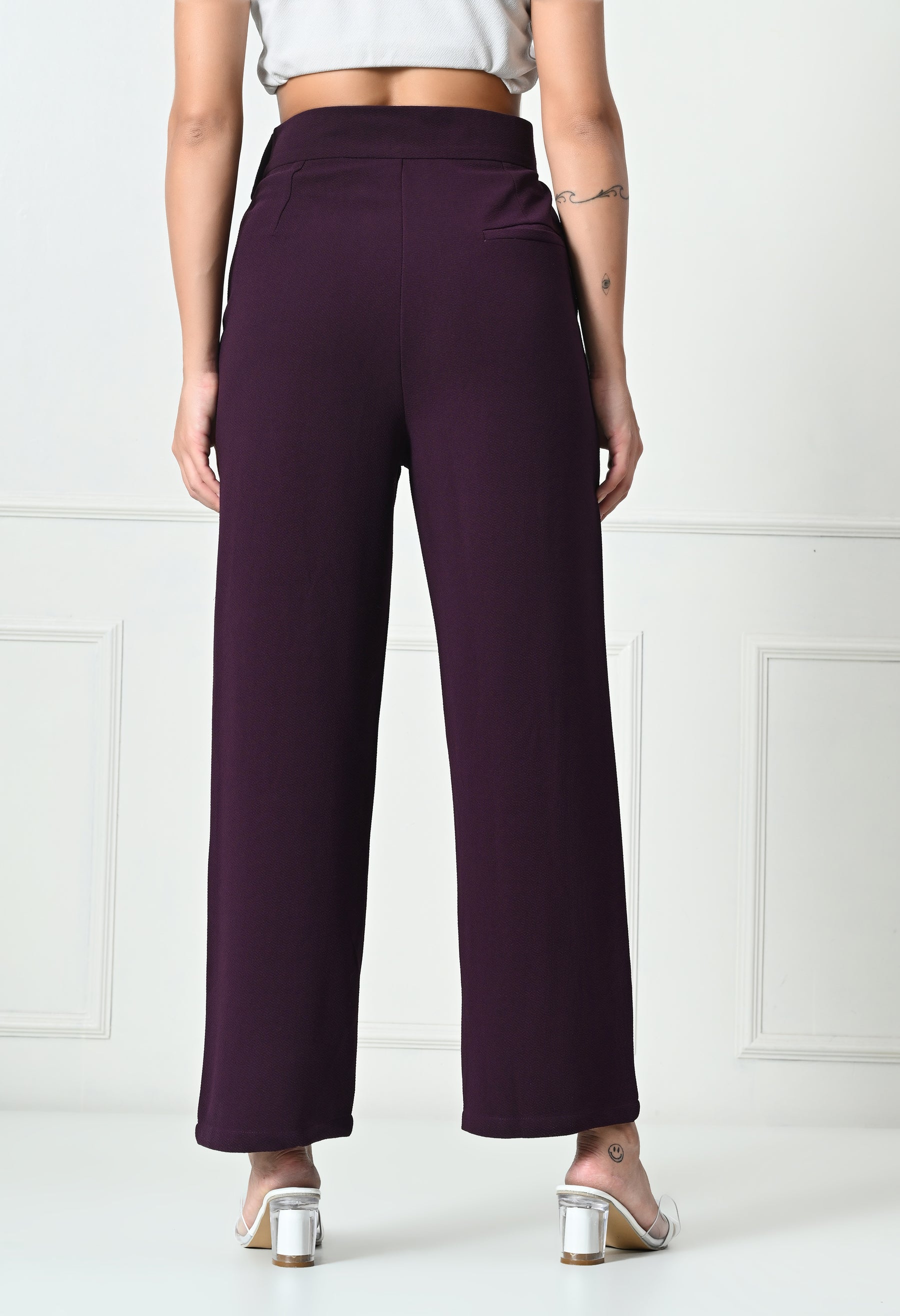 Comfy Elegant Women Brown Trousers