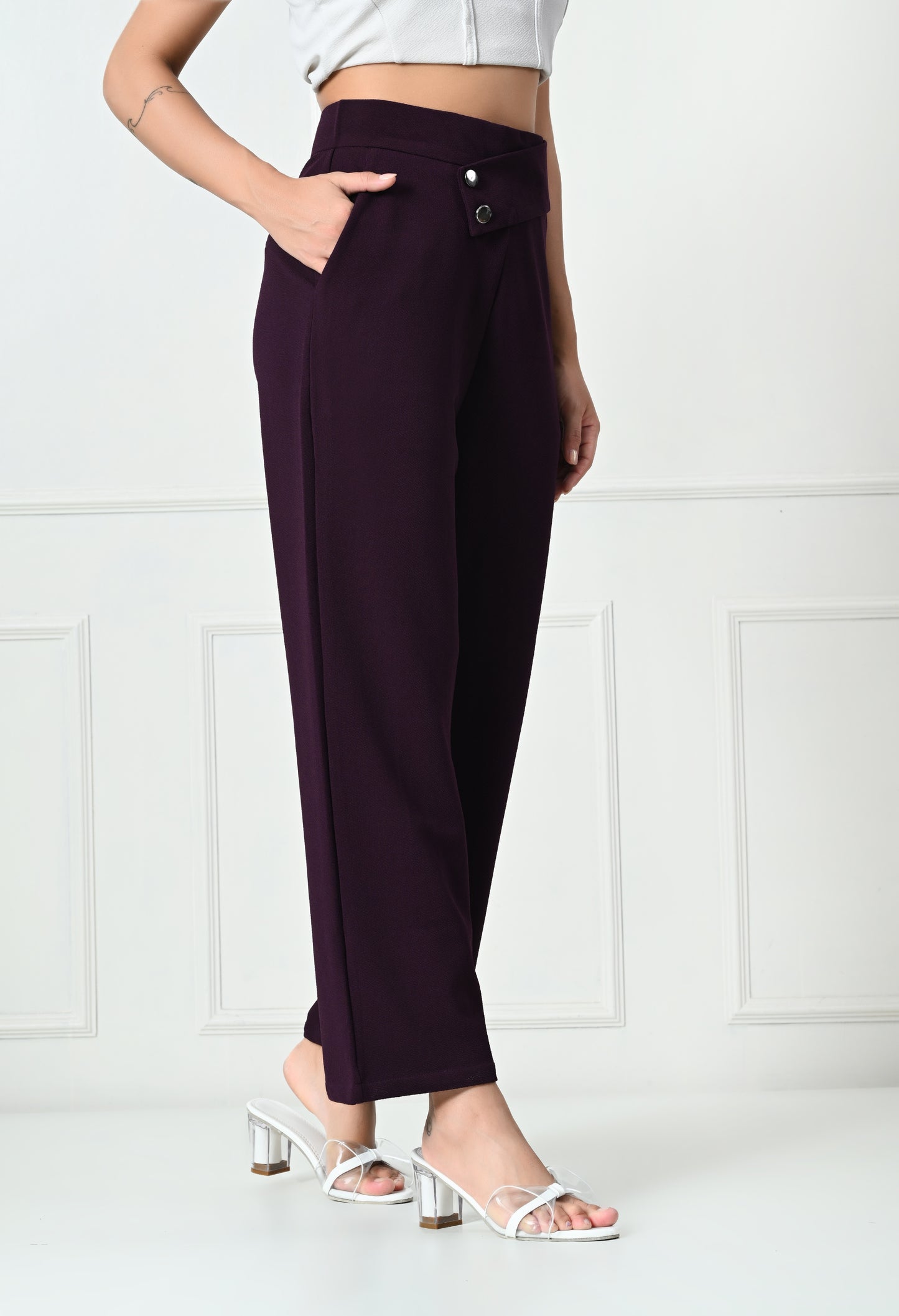 Comfy Elegant Women Brown Trousers