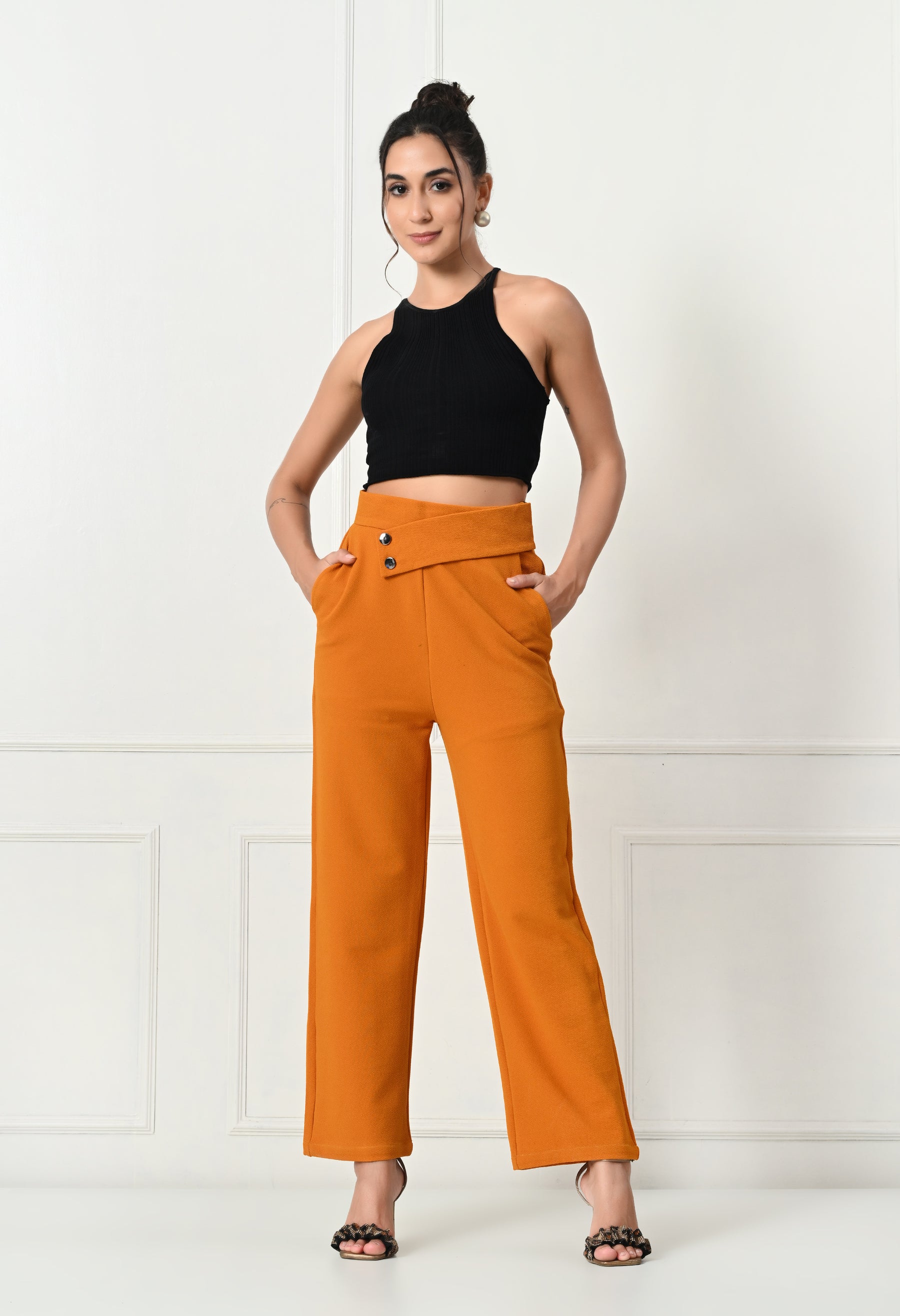 Comfy Elegant Women Mustard Trousers