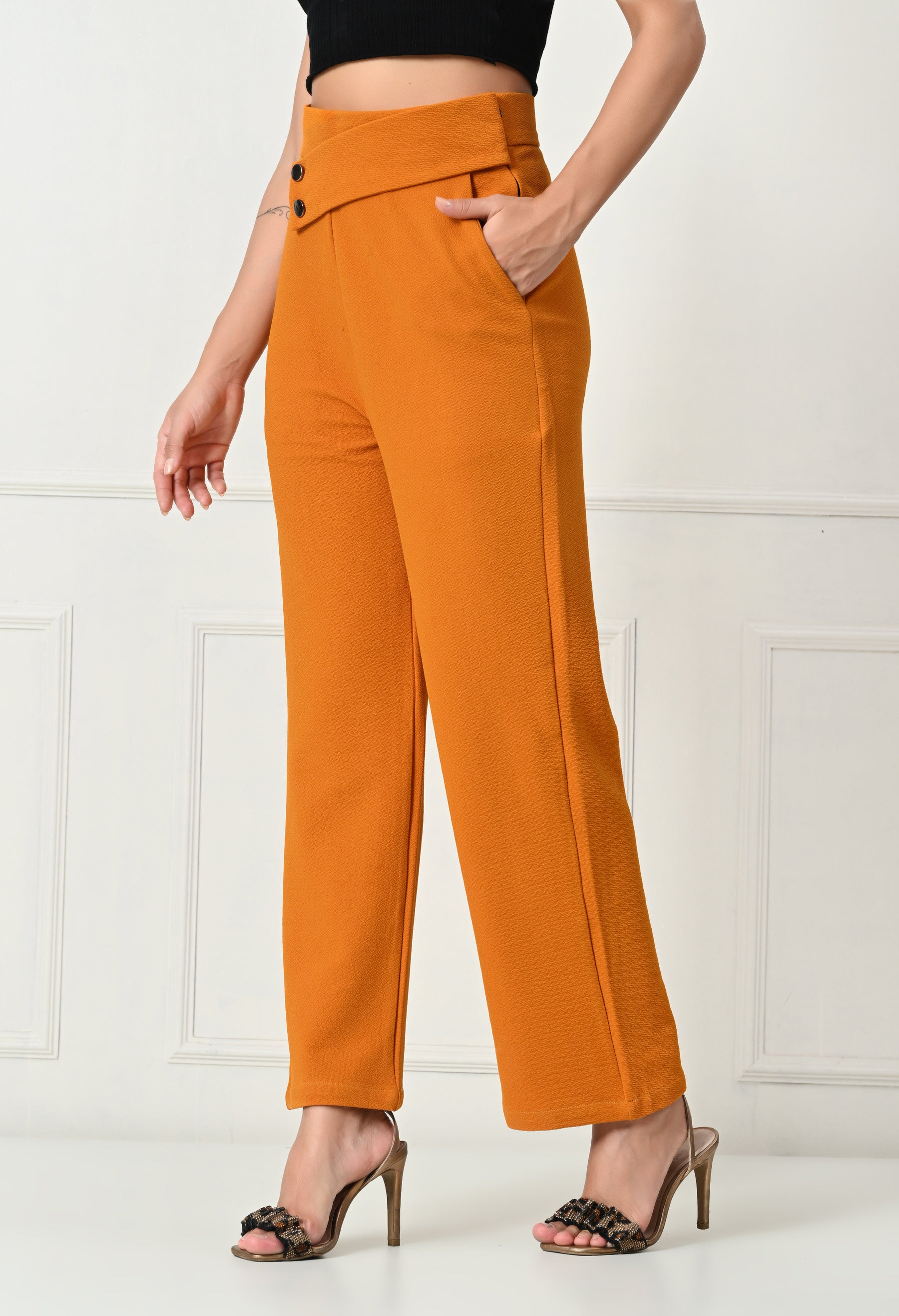 Comfy Elegant Women Mustard Trousers