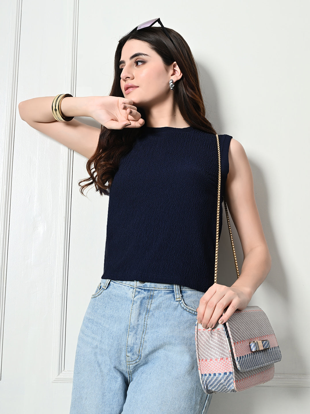 Stylish Glamorous Girls and Womens  Navy Blue Tops