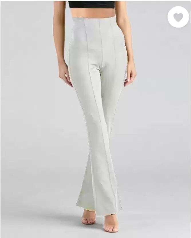 Women’s Flared Cotton Blend Trousers Pants for Casual and Semi-Formal Wear