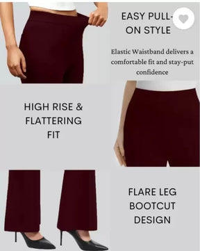 Women’s Flared Cotton Blend Trousers Pants for Casual and Semi-Formal Wear