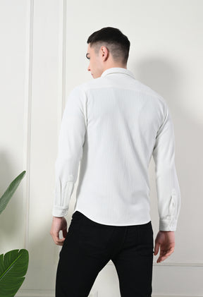 Classic Self Design Spread Collar Casual Shirt