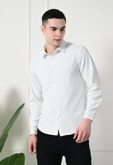 Classic Self Design Spread Collar Casual Shirt