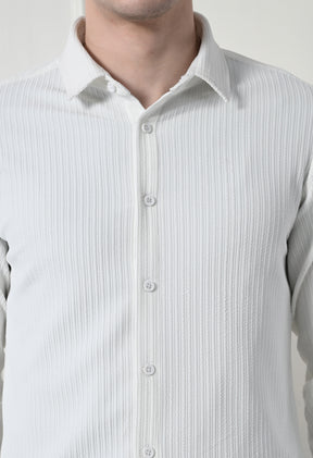 Classic Self Design Spread Collar Casual Shirt