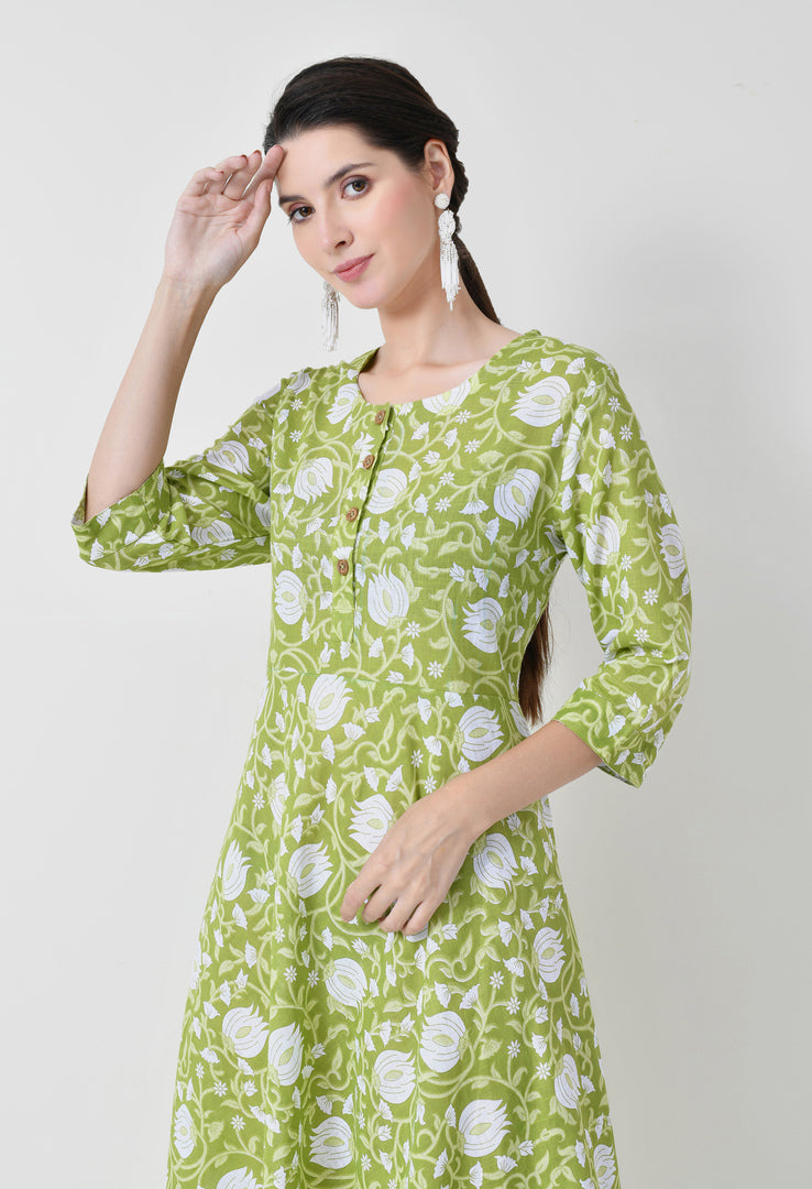 The Women's Embroidered Full Sleeve Round Neck Dress