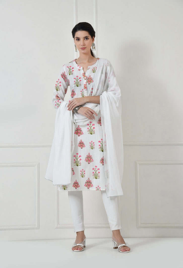 Women Self Design cotton  Straight Kurta